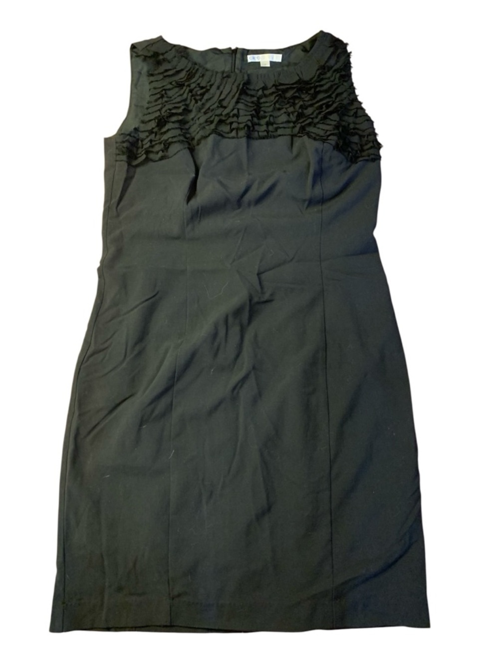 CLEO Black Ruffle Neck Sleeveless Sheath Dress - Size 12